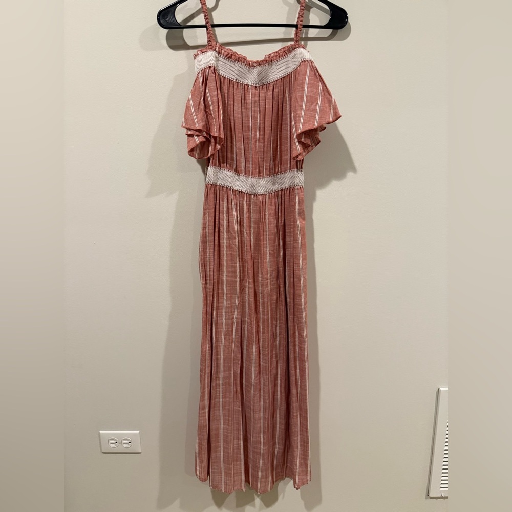 V by Violet Weekend Cold Shoulder Striped Dress Womens Small